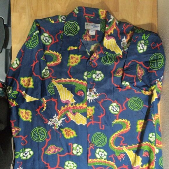 VTG Kilauea Flying Dragons Pattern Hawaiian Shirt - Picture 1 of 6
